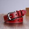 Cinturón de Cuero para Mujer Estilo Coreano Estudiante Combinación Total Estilo Ins Cuero Vacuno Hebilla de Pin Jeans con Cinturón Ancho Decorativo para Mujer