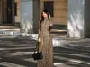 2024 AliExpress transfronterizo nueva estación independiente ajustado cadera estampado leopardo manga larga vestido largo mujer