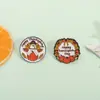 Broche Esmaltado Redondo Estilo Europeu e Americano para Ação de Graças Padrão de Peru e Guirlanda de Abóbora Decoração de Feriado Acessório Tendência