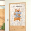 Nova cortina de porta decorativa de gato laranja cortina de partição de banheiro quarto haste telescópica sem furos tecido de cortina feia cortina de porta meia cortina