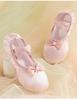 Sapatos de Dança Infantil Feminino Solado Macio Laço de Pérola Gato Garra Cetim Meninas Prática de Balé Apresentação de Dança Sapatos de Dança