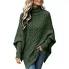 Amazon En Stock Otoño/Invierno 2026 Nuevo Suéter de Punto Trenzado con Mangas Murciélago Estilo Europeo Americano Cuello Alto Redondo Prendas de Punto tipo Capa