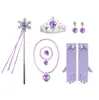 Conjunto de Coroa de Princesa Sereia e Varinha Mágica Transfronteiriço Colar, Pulseira, Brincos, Anel, Luvas para Fantasia de Performance Infantil