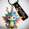 Pendente Colorido de Dragão Voador para Carro, Mochila, Enfeite Plano de Acrílico, Chaveiro, Charme de Bolsa