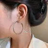 Pendientes de Plata de Ley S925 en el Mismo Estilo que Liu Yifei, Pendientes de Aro Grandes Lisos Plateados Metálicos para Mujer, Nuevo Modelo 2025 con un Toque de Alta Gama