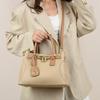 Dê à Mamãe uma Bolsa de Trabalho de Alta Qualidade 2025 Nova Padrão de Couro de Vaca Bolsa Platina Luxo Acessível Fechadura Concêntrica Couro Genuíno Bolsa Kelly Feminina