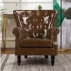 Sofá de terciopelo individual estilo americano, sillón perezoso a rayas retro simple, silla sofá de cuero para balcón de casa, sofá pequeño de moda