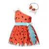 Conjunto de Duas Peças para Meninas Verão Europeu e Americano Halloween Sem Mangas de Renda com Tiara Roupas Infantis Ins