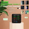 Cargador de Teléfono Móvil de Carga Rápida Multi-Puerto 4 USB + 2 PD, Cabezal de Carga de 150W, Nuevo Producto Transfronterizo, 5V2.4A, Regulaciones Europeas, Americanas y Británicas