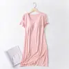 Camisola de modal com bojo feminina fina de babados manga curta pijama roupa de casa pode ser usada fora vestido feminino