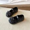 Zapatos Mary Jane de Cuero con Lunares y Moño para Niñas 2026 Primavera y Otoño Nuevos Estilo Princesa para Bebé Suela Suave Zapatos de una Sola Capa