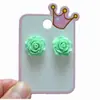 Novedad Pendientes de Clip de Rosa para Niños, Sin Dolor, Estilo Dulce y Fresco, Flores Pequeñas en Forma de Corazón, Pendientes de Clip Multicolor para Niñas