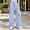 Fornecimento Exclusivo Transfronteiriço de Calças Casuais Largas de Verão para Mulheres, Calças Longas Jacquard Stretch