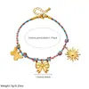 Moda Creativa Casual Cuerda de Color Tejida a Mano Lazo Chapado en Oro Colgante de Sol Pulsera de Joyería de Acero Inoxidable