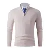 Otoño e Invierno Transfronterizo Nuevo Tejido para Hombre Casual Base Cálido Media Cremallera Cuello Alto Chaqueta Suéter de Punto para Hombre