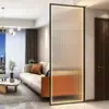 Mampara Moderna de Vidrio Templado de Lujo Ligero Pantalla con Tira LED Luminosa para Entrada de Hotel Oficina Sala de Estar Baño