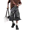 Pantalones de Verano 7/8 con Remaches y Pliegues, Pantalones Paracaídas Negros Holgados y Frescos para Hombre, Pantalones Acortados de Pierna Ancha