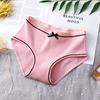 Roupa íntima de algodão lisa estilo japonês com rosca feminina cintura média baixa respirável simples sexy fio dental biquíni empina bumbum