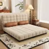 Cama Sofá Dobrável Retro Cor Creme Uso Duplo Sala de Estar Multifuncional Preguiçoso Sofá Cama Duplo Tudo-em-Um