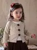 Conjunto de Uniforme Escolar Estilo Coreano para Niñas, Top Dulce Estilo Otoño con Lunares Falso Dos Piezas para Niños, Ropa de Primavera y Otoño para Bebés Niñas
