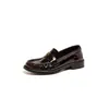 Mocassins de Couro Genuíno Estilo Britânico para Mulheres 2026 Modelo Novo de Primavera Slip-On Couro Bovino de Primeira Camada Retro Bico Redondo Sapatos Pequenos de Couro