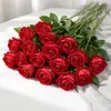 Flor de Rosa Artificial de Tallo Único con Textura de Terciopelo, Flor de Cascada de Rosa Artificial para Boda y Decoración del Hogar, Flor Artificial al por Mayor