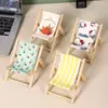Silla de Playa Regalo Soporte para Teléfono Móvil Mini Regalo de Madera Reclinable Plegable Accesorios para Fotos Decoración Escritorio Creativo