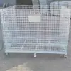 Jaula de Almacenamiento Plegable Yantai, Apilable de Cuatro Niveles, Jaula de Malla Metálica Resistente de Almacenamiento Tridimensional, Jaula Mariposa de Media Puerta