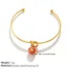 Estilo Retrô Europeu e Americano Colorido Divertido Pingente de Número Pulseira em Forma de C com Nó Banhada a Ouro 18K Doce Cool Color-Blocking Pulseira Aberta