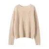 Suave y Fresco Consinee Suéter Base de Punto 100% Cachemira Pura para Mujer de un Hombro con Cuello Redondo y Diseño Hueco