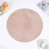 Rx3208 Transfronteiriço Novo Recorte Tapete de Mesa de PVC Fio Dourado e Prateado Tapete Redondo para Mesa Antiderrapante Isolante Porta-Copos Decoração Comida Ocidental