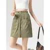 Pantalones Falda de Trabajo Off-White para Mujer, Estilo Delgado de Primavera y Otoño, Nueva Falda Corta Casual de Línea A de Cintura Alta para Figuras Pequeñas, Estilo Americano