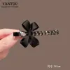Grampo de cabelo de cristal com laço doce feminino, elegante, bico de pato, franja lateral, grampo de cabelo fragmentado, grampo de cabelo Advanced Sense
