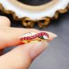 Anillo Popular de Rubí Natural de Venta al por Mayor de Fábrica Plata S925 Incrustado Piedra Principal 2*2 Joyería de Lujo Venta Directa de Fábrica