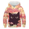 Sudadera con capucha informal para niña, estilo nuevo transfronterizo, estampado de gatitos lindos y coloridos, impresión 3D, directo del fabricante