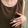 Bolsa de Llaves Larga de Cuero con Colgante para Llavero Collar con Marca de Cuero Llavero para Gafas Accesorios de Moda