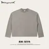 Estilo Callejero I Retro Americano Tejido de Gofre Cuadrado Hombro Caído Holgado Copo de Nieve Lavado Estampado Vintage Manga Larga Top para Hombre