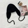 Gorro de Lã com Abafadores Rosa para Meninas Outono/Inverno 2026 Afina o Rosto Aquecimento Chapéu de Aviador Estilo Coreano Atmosfera