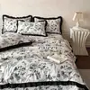 Juego de cuatro piezas de colcha de algodón lavado vintage estilo ins, colcha de verano de gasa de doble capa de algodón puro, colcha de aire acondicionado estilo princesa