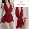 Lingerie sexy sexy peito pequeno sem costas renda V profundo tentação gola alta tule transparente tamanho plus vestido de noite pijamas de casa