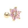 Aretes de Flor Chapados en Oro de 18K Transfronterizos para Mujer con Pétalos de Circonia Verde Aretes de Piercing Espiral Aretes de Bola de Cierre