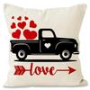 Funda de almohada con estampado de coche para San Valentín, decoración navideña para el hogar, funda de almohada con estampado de lino transfronterizo, venta al por mayor