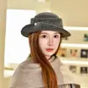 Chapéu elegante de feltro de lã estilo Hepburn francês, chapéu de pescador retrô feminino outono/inverno, chapéu de aba quente para atividades ao ar livre