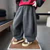 Pantalones de punto para niño para primavera y otoño con puño acanalado, pantalones tipo linterna holgados y elegantes de estilo coreano para niños, pantalones de bebé de moda para exportación