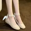 Zapatos Mary Jane estilo francés con lazo para mujer, nueva colección otoño 2026, versátiles zapatos planos de perlas para combinar con faldas