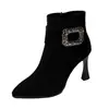 Botines Lisos para Mujer 2026 Otoño Nuevo Estilo Punta Fina Tacón Alto Cremallera Lateral Botines Individuales Moda Coreana Tacones Finos para Mujer