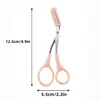 Tesoura de Sobrancelha Pente Embutido Aço Inoxidável - Ferramenta de Grooming de Precisão com Cabos Rosa, Design Ambidestro para Uso com a Mão Direita/Esquerda, Beleza Profissional e Doméstica, Construção Metálica Durável, Aparador de Sobrancelha