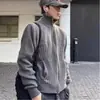 Casaco Suéter Cardigan Gola Alta com Zíper Estilo Americano Tendência Outono Inverno Masculino Malha de Lã Grossa Fashionable Casual Estilo Casal