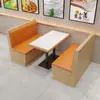 Conjunto de Mesa e Cadeiras para Refeições Rápidas em Laje de Rocha e Madeira Maciça para Lanchonetes, Restaurantes, Padarias, Lojas de Chá com Leite e Restaurantes de Hot Pot Picante; Combinação de Mesa e Cadeiras para Restaurante com Booth