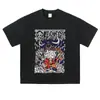Camiseta de Manga Corta Estampada de Marca de Moda Retro Tie-dye Lavada de Peso Pesado Holgada Unisex Versátil de Dos Dimensiones Manga Corta Manga Larga